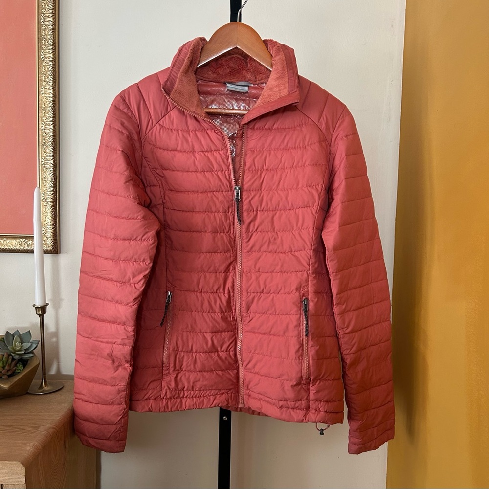 Columbia Puffer‎ Jacket Omni-Heat Insulated Full Zip Up Coat Salmon Pink Size XS